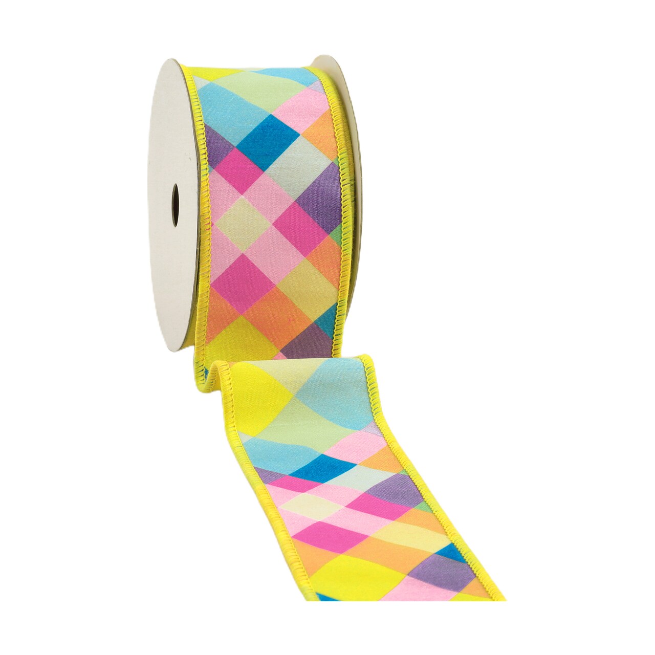 LaRibbons 2 1/2" - 4" Wired Dupioni Ribbon | Bias Plaid w/ Taffeta Fused Back | 10 Yard Roll